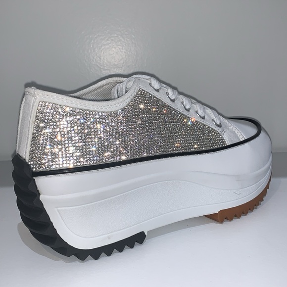 SILVER RHINESTONE LOW TOP SNEAKERS - Picture 8 of 11